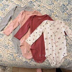 Carter's Floral and Ribbed Baby Onesies